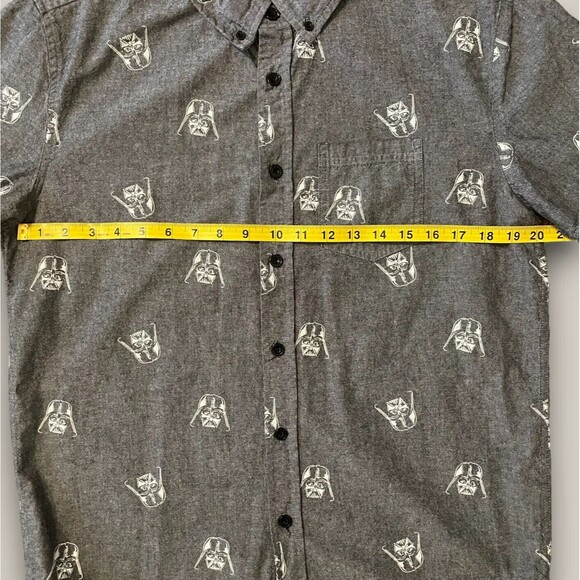 Star Wars Darth Vadar Men's Casual Button Down Shirt Size Medium Gray - Picture 11 of 16